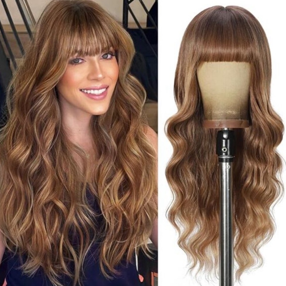 26” Wavy Wig Brown mixed Honey Blonde NEW